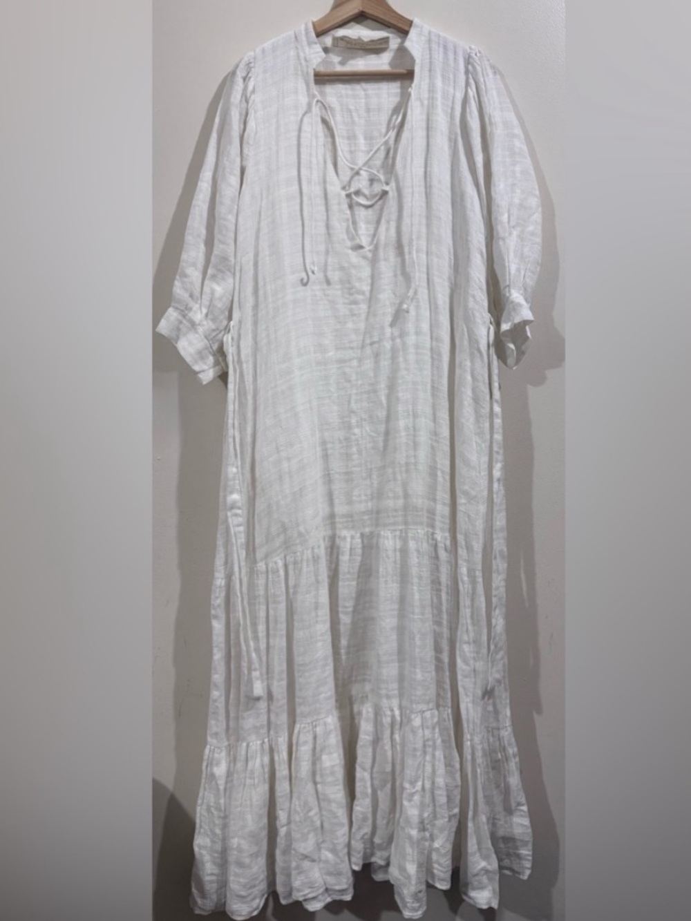 Jen's Pirate Booty White Tiered Tie-Neck Maxi Dress